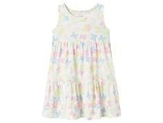 Hvid kjole fra Name It med sommerfugleprint i pastelfarver 13228172 bright white butterflies